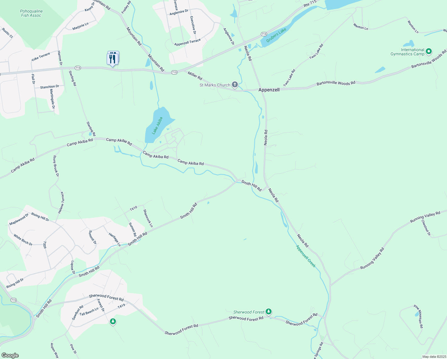 map of restaurants, bars, coffee shops, grocery stores, and more near 460 Smith Hill Road in Stroudsburg