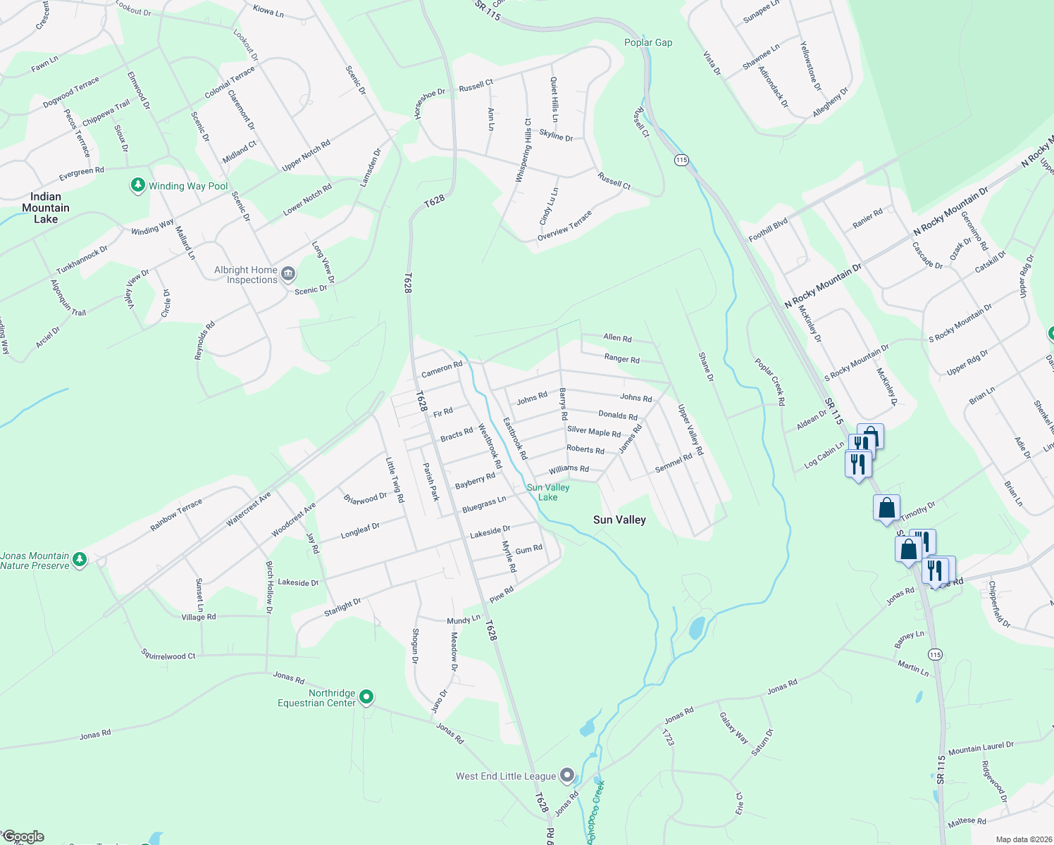 map of restaurants, bars, coffee shops, grocery stores, and more near 1401 Donalds Road in Effort