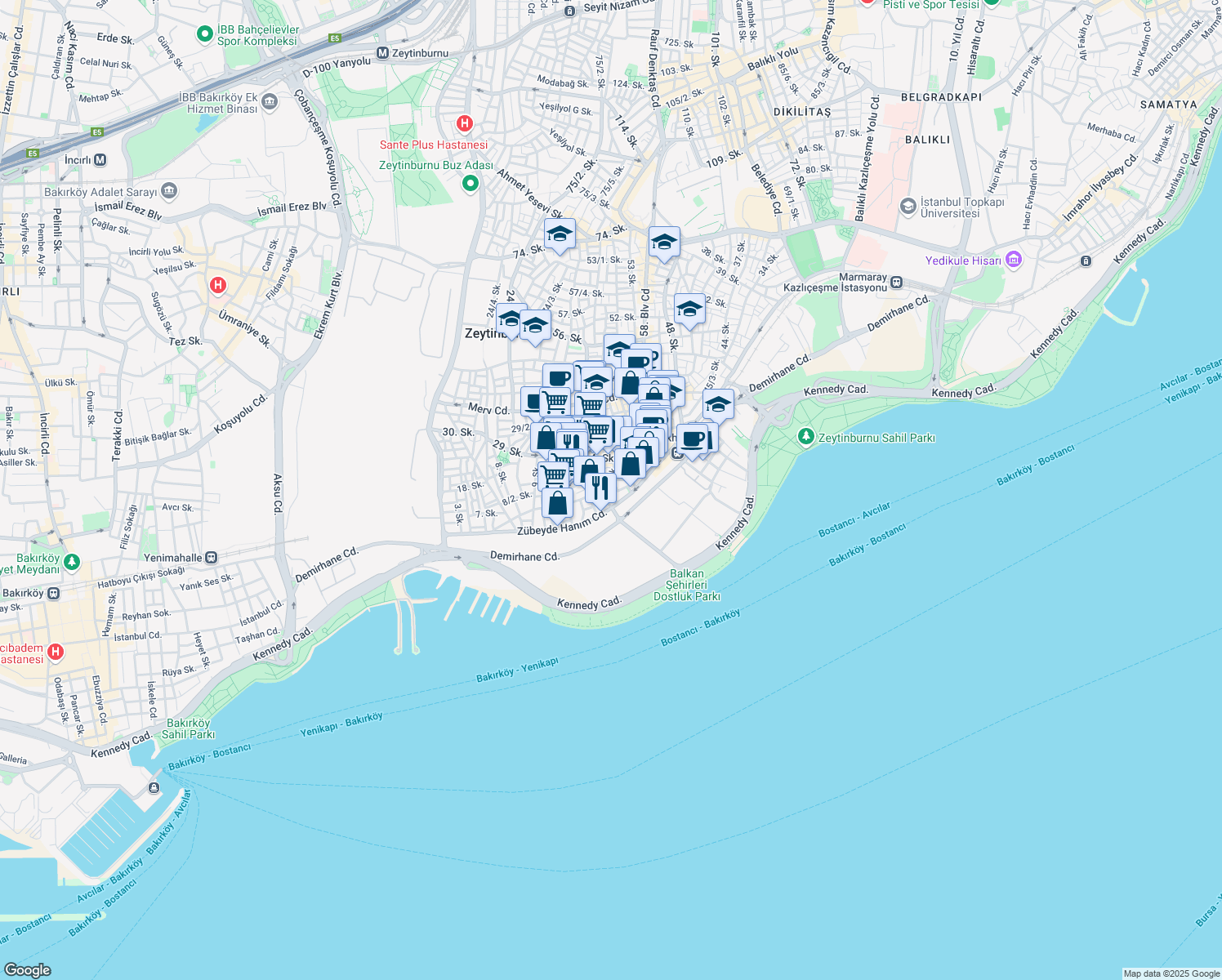 map of restaurants, bars, coffee shops, grocery stores, and more near 10 22/2. Sokak in Zeytinburnu