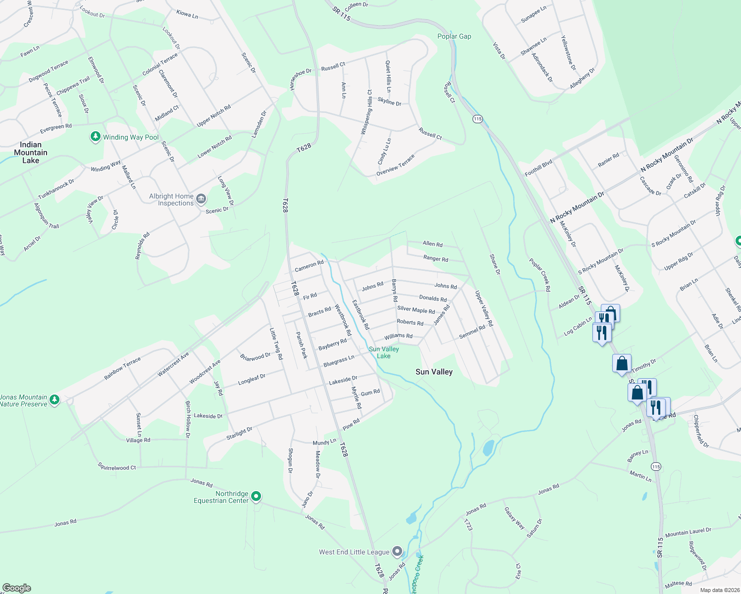 map of restaurants, bars, coffee shops, grocery stores, and more near 1401 Donalds Road in Effort