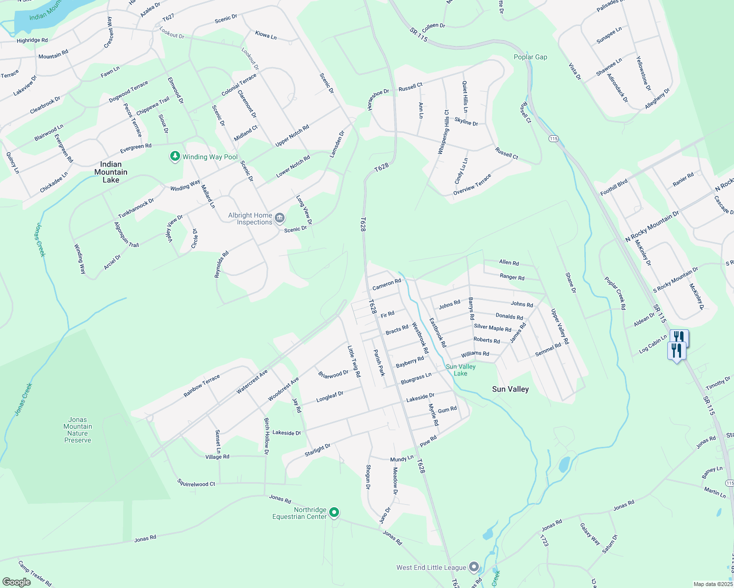 map of restaurants, bars, coffee shops, grocery stores, and more near 931 Toll Road in Effort