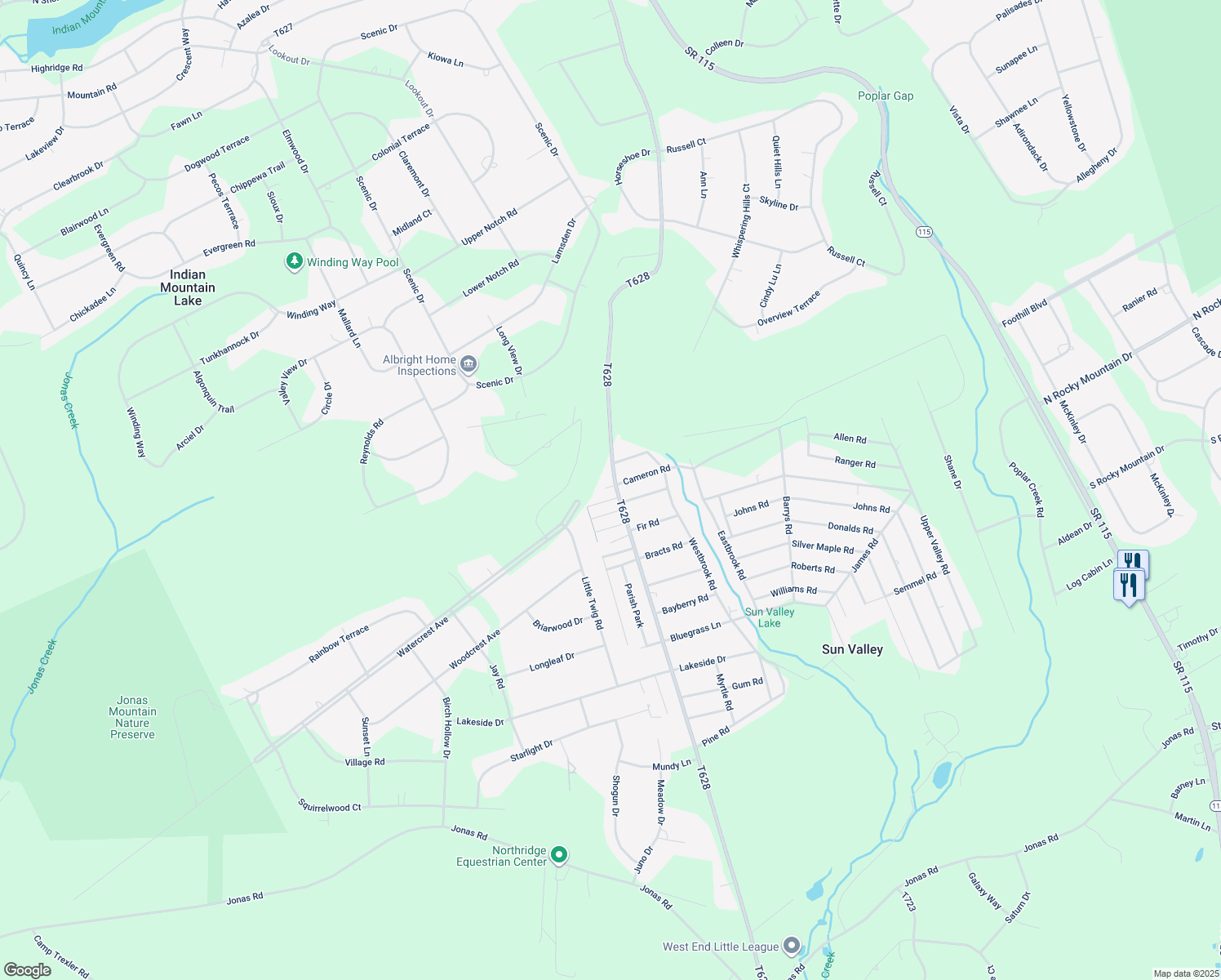 map of restaurants, bars, coffee shops, grocery stores, and more near 931 Toll Road in Effort