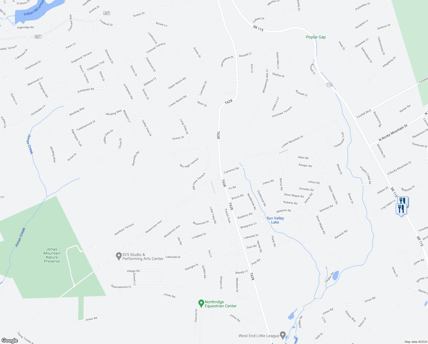 map of restaurants, bars, coffee shops, grocery stores, and more near in Effort