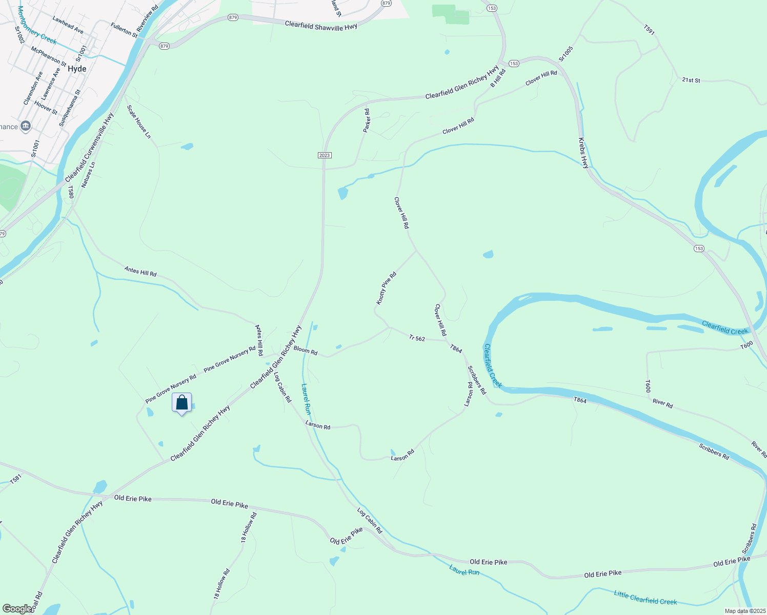 map of restaurants, bars, coffee shops, grocery stores, and more near 140 Knotty Pine Road in Clearfield