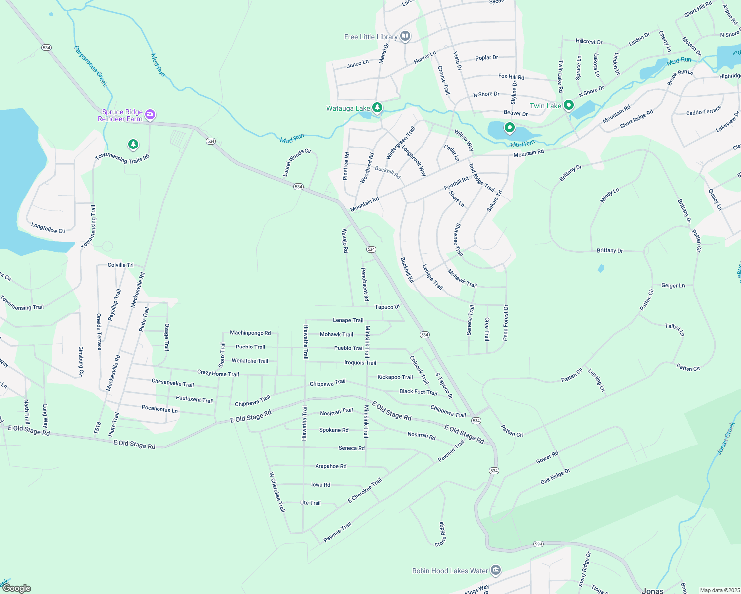 map of restaurants, bars, coffee shops, grocery stores, and more near 10 Penobscot Road in Albrightsville