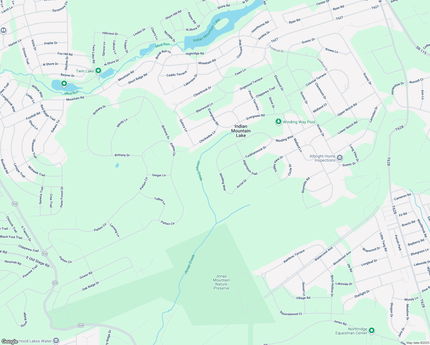 map of restaurants, bars, coffee shops, grocery stores, and more near 47 Winding Way in Albrightsville