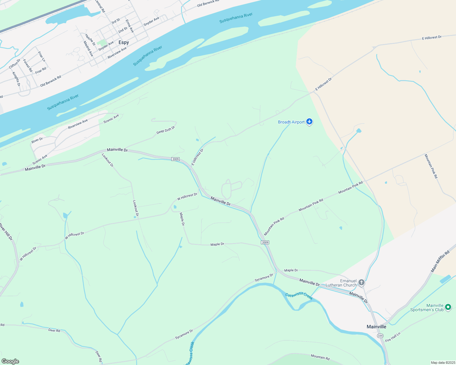 map of restaurants, bars, coffee shops, grocery stores, and more near 3 Country Terrace Lane in Bloomsburg