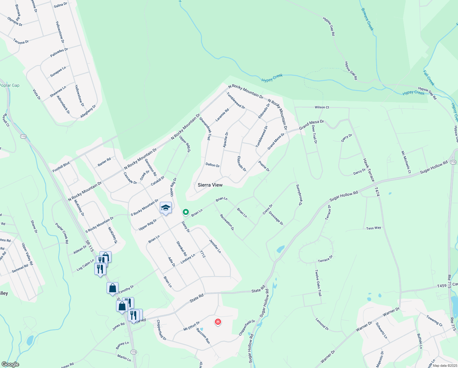 map of restaurants, bars, coffee shops, grocery stores, and more near 1333 Grand Mesa Drive in Effort