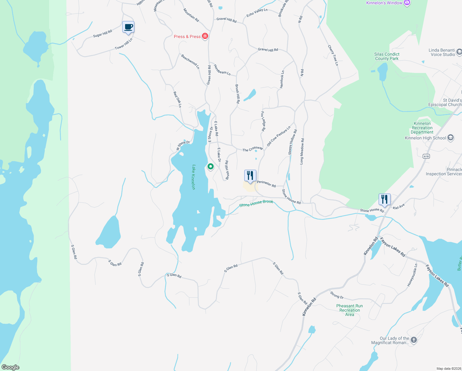 map of restaurants, bars, coffee shops, grocery stores, and more near 7 Brush Hill Road in Kinnelon