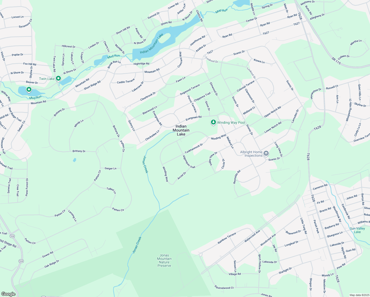 map of restaurants, bars, coffee shops, grocery stores, and more near 1651 Indian Mountain Lakes in Albrightsville