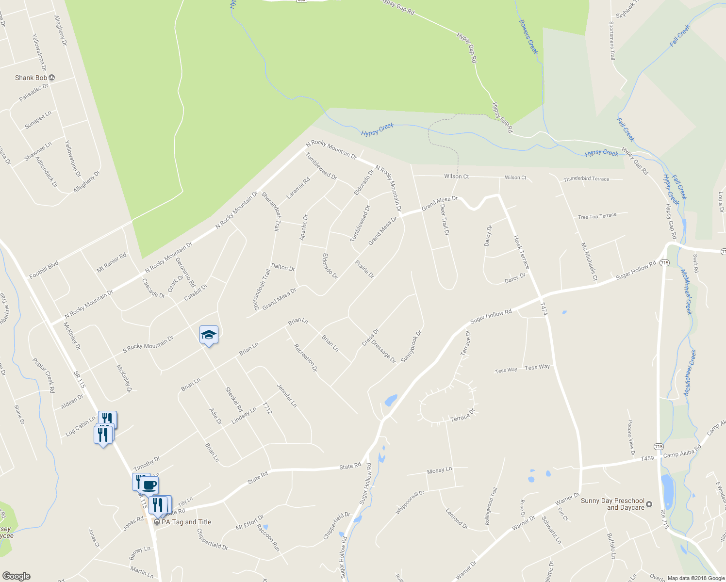 map of restaurants, bars, coffee shops, grocery stores, and more near 1599 North Rocky Mountain Drive in Effort