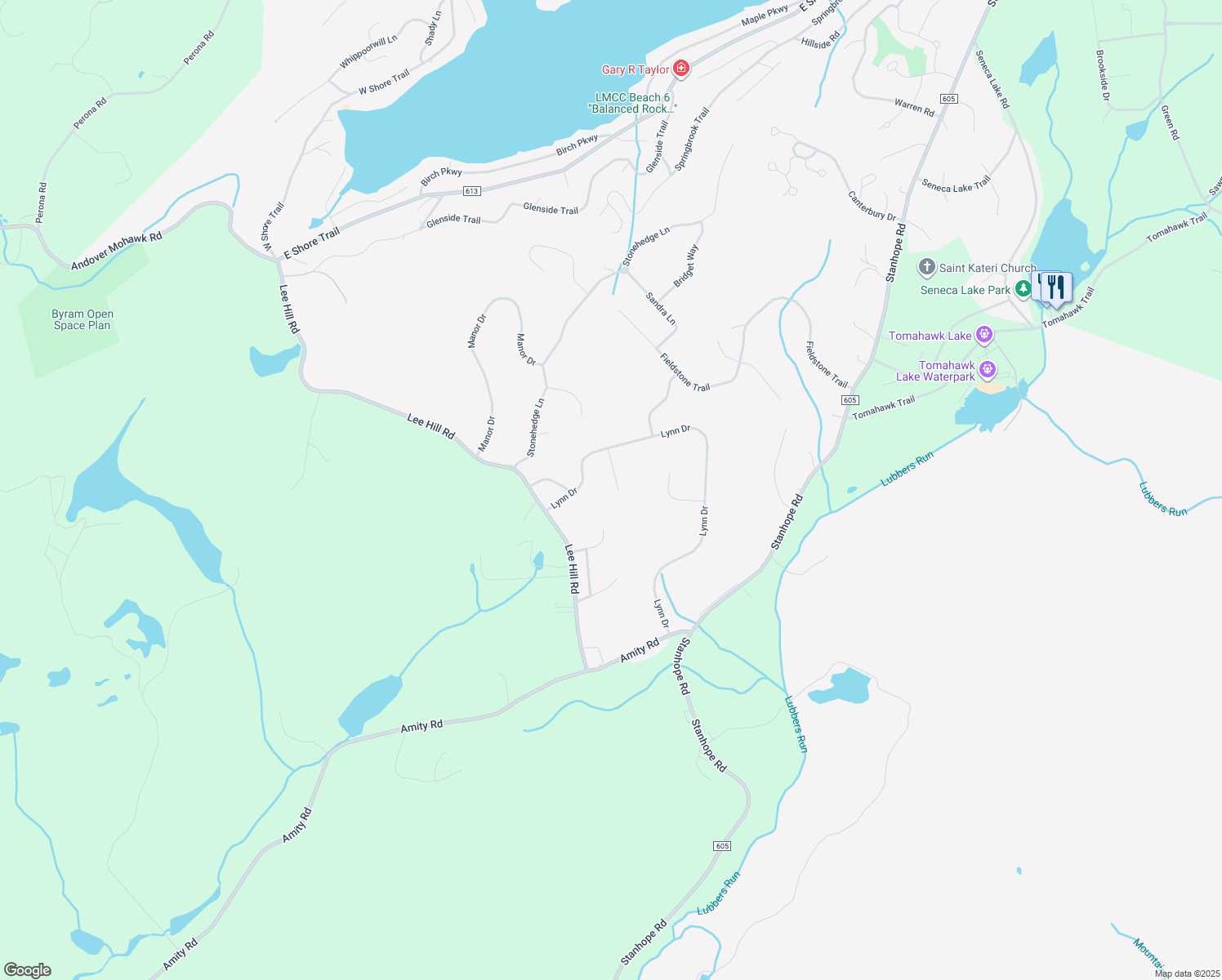map of restaurants, bars, coffee shops, grocery stores, and more near 9 Catherine Terrace in Byram Township