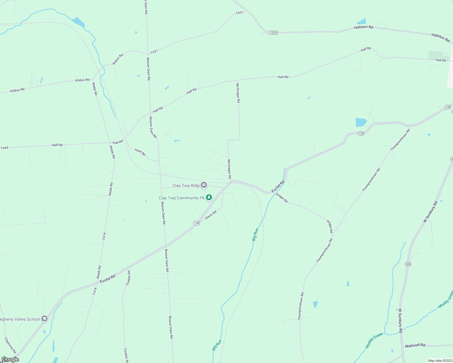 map of restaurants, bars, coffee shops, grocery stores, and more near 102 McGregor Road in Butler