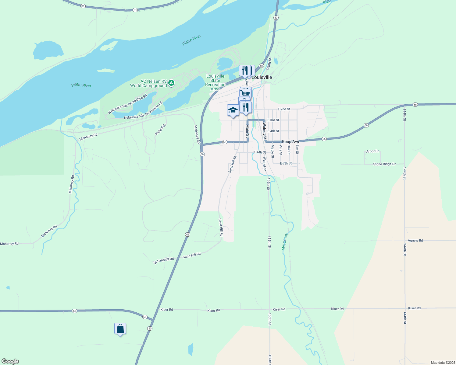map of restaurants, bars, coffee shops, grocery stores, and more near 806 Sand Hill Road in Louisville