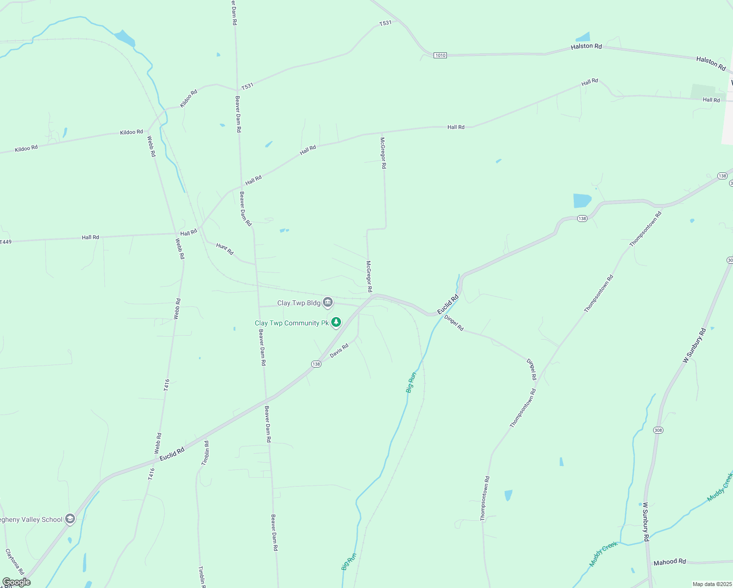 map of restaurants, bars, coffee shops, grocery stores, and more near 102 McGregor Road in Butler