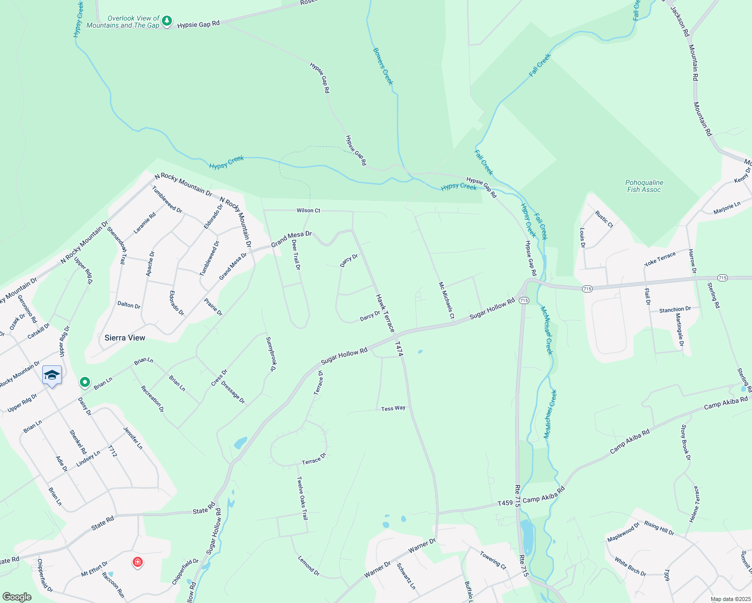 map of restaurants, bars, coffee shops, grocery stores, and more near 139 Hawk Terrace in Saylorsburg
