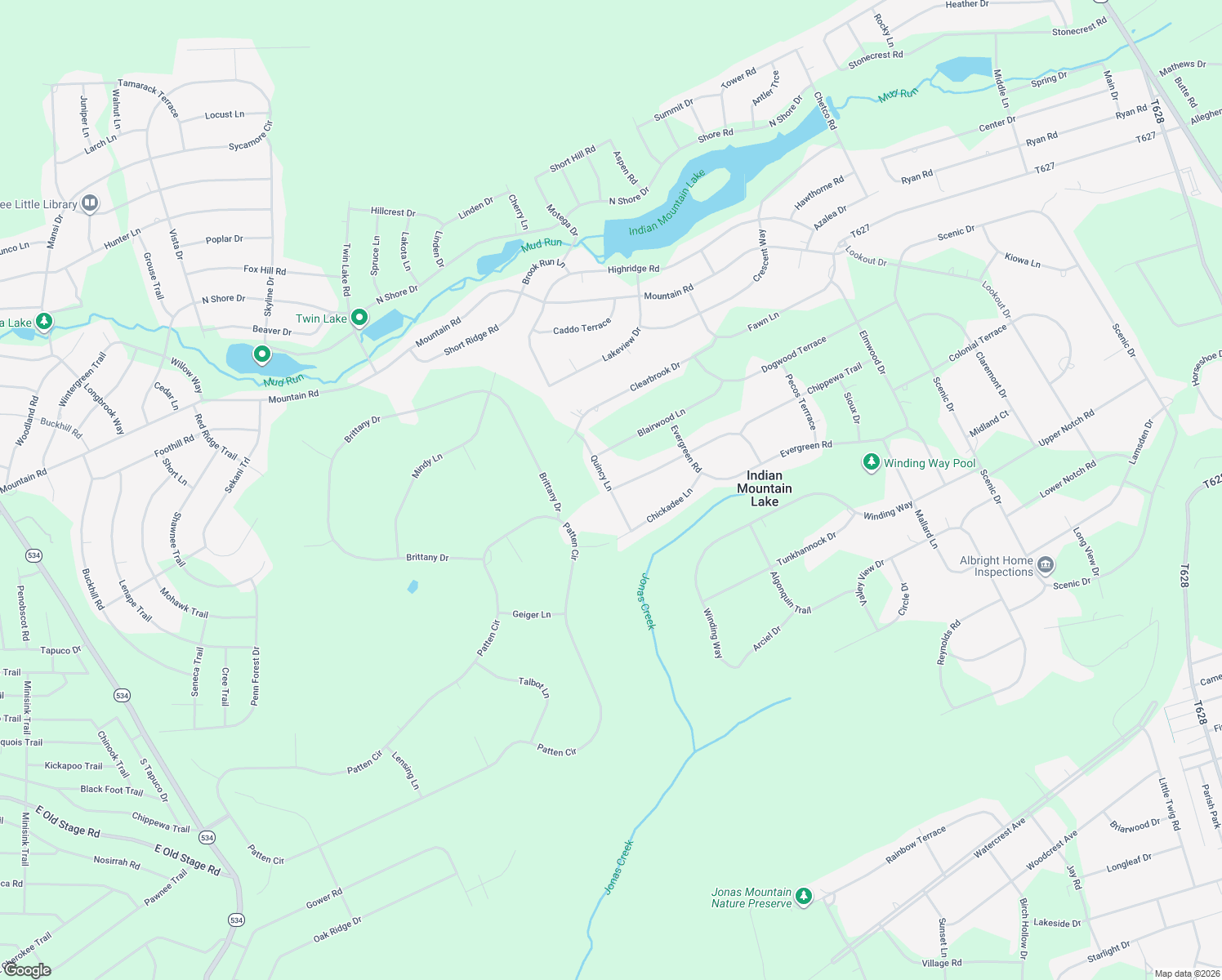 map of restaurants, bars, coffee shops, grocery stores, and more near 601 Iroquis Road in ALBRIGHTSVLLE