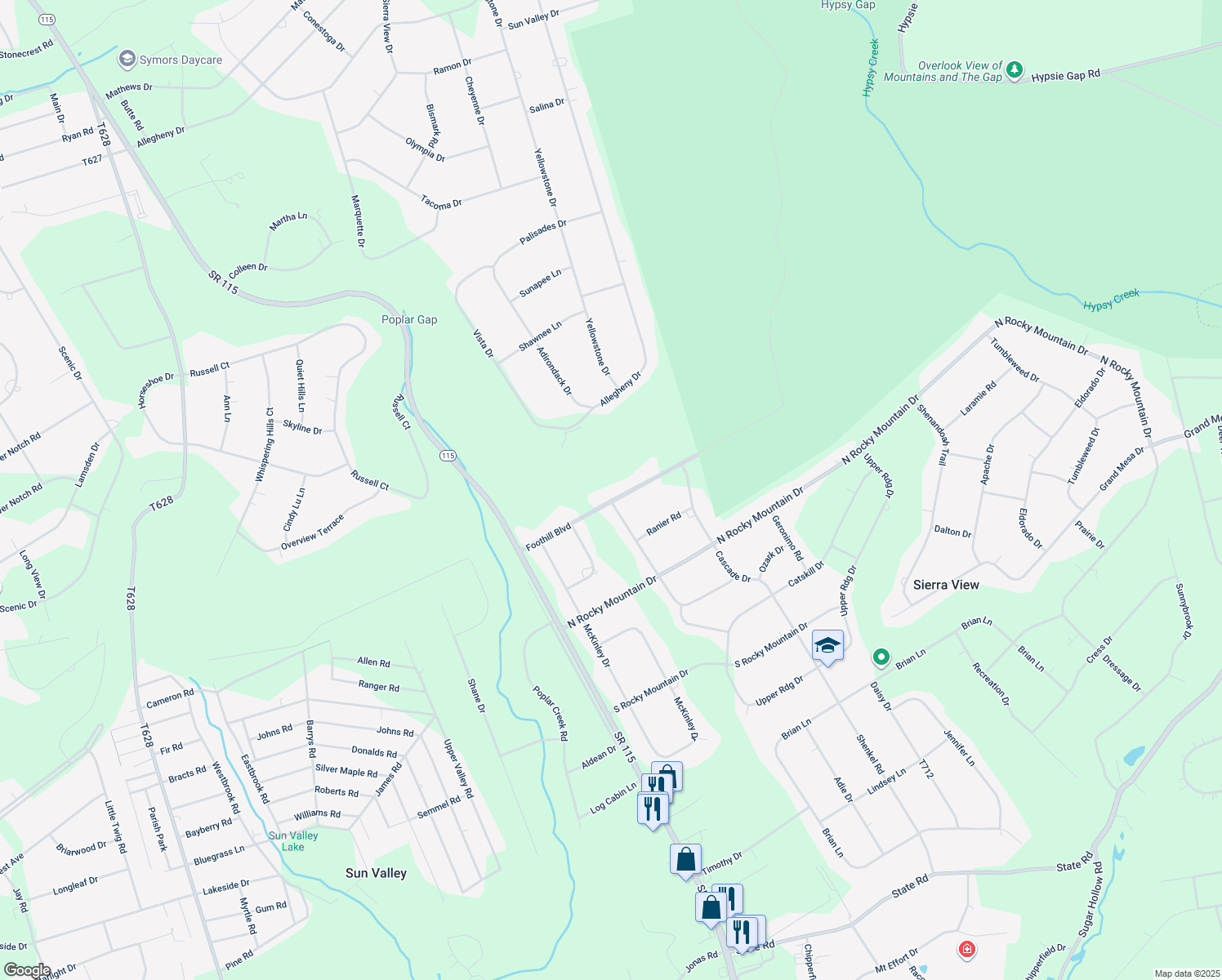 map of restaurants, bars, coffee shops, grocery stores, and more near 171 Foothill Boulevard in Effort