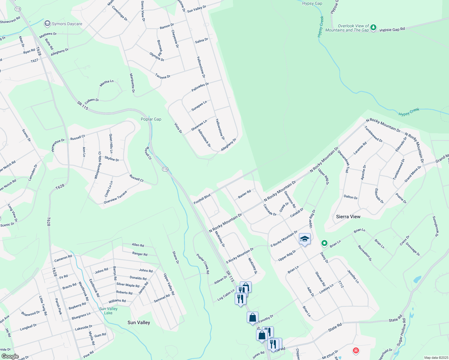 map of restaurants, bars, coffee shops, grocery stores, and more near 171 Foothill Boulevard in Effort