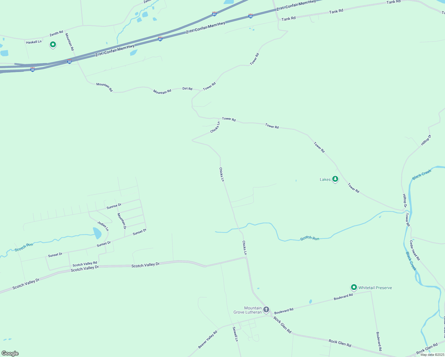 map of restaurants, bars, coffee shops, grocery stores, and more near Chicks Lane in Bloomsburg