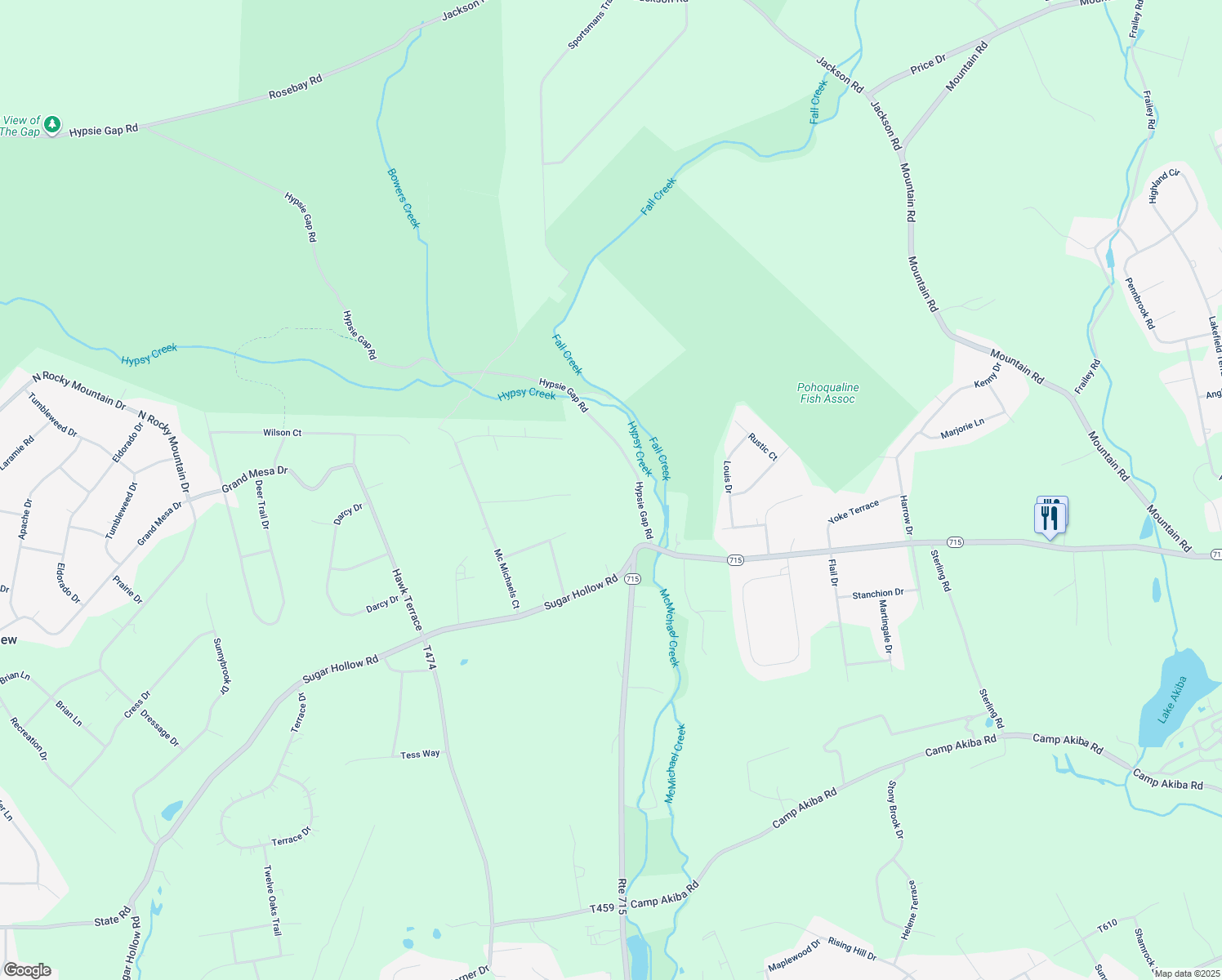 map of restaurants, bars, coffee shops, grocery stores, and more near 147 Hypsie Gap Road in Stroudsburg