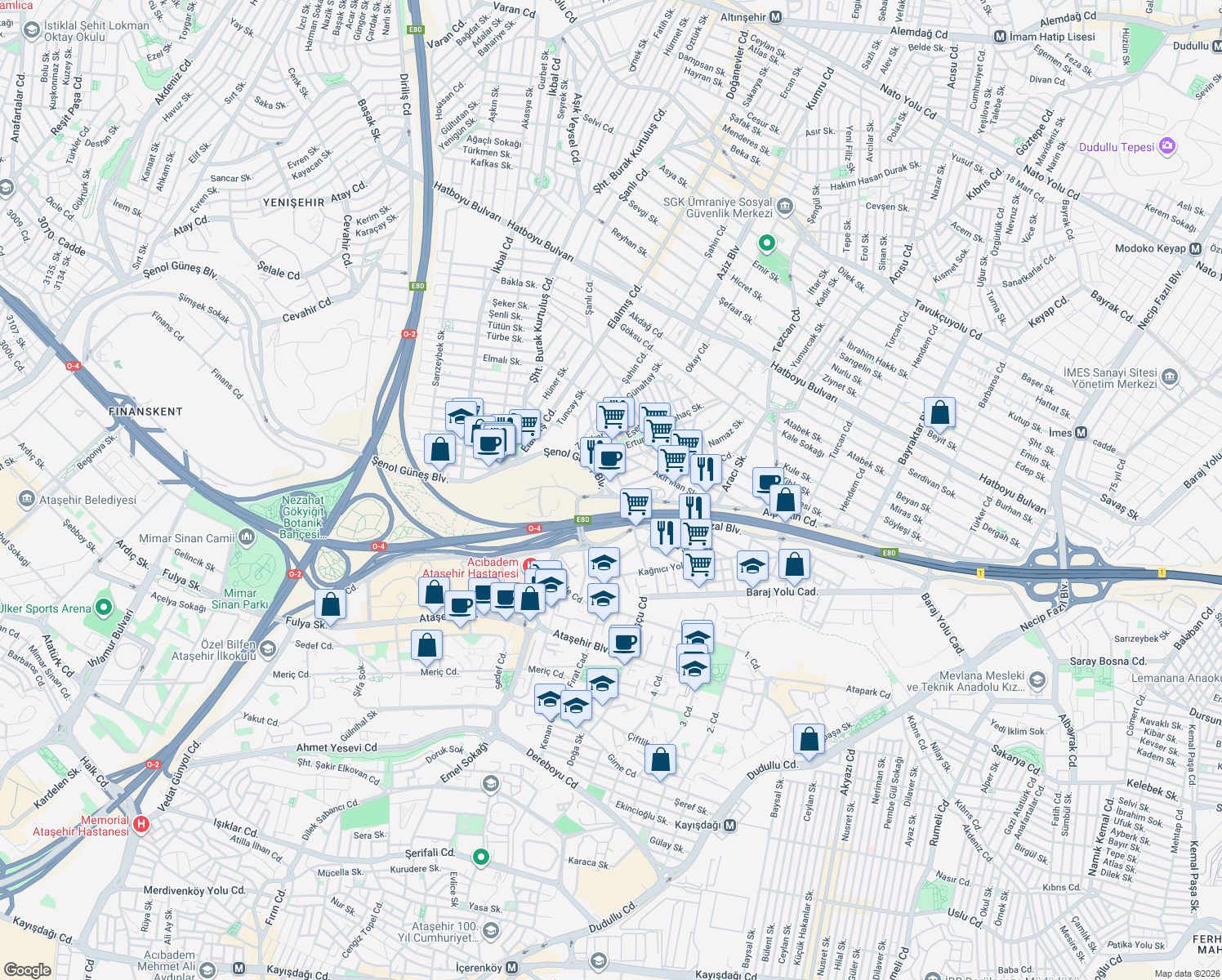 map of restaurants, bars, coffee shops, grocery stores, and more near in İstanbul