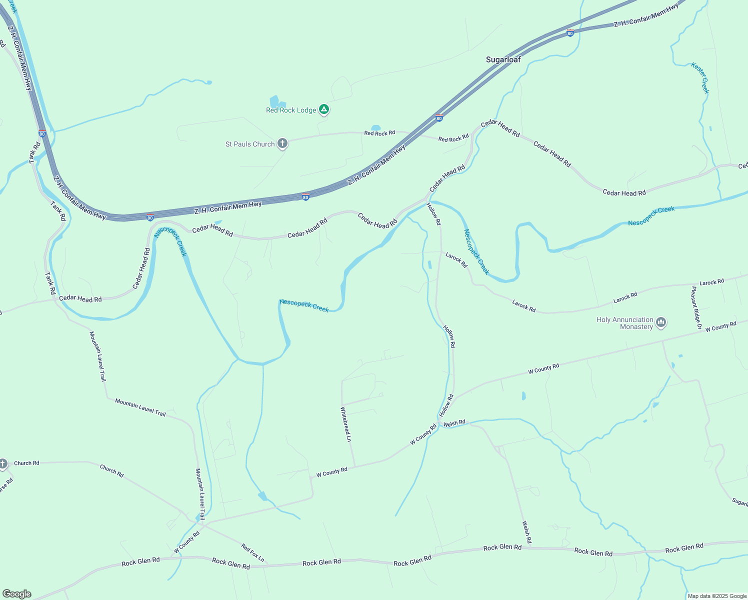 map of restaurants, bars, coffee shops, grocery stores, and more near 234 Hollow Road in Sugarloaf