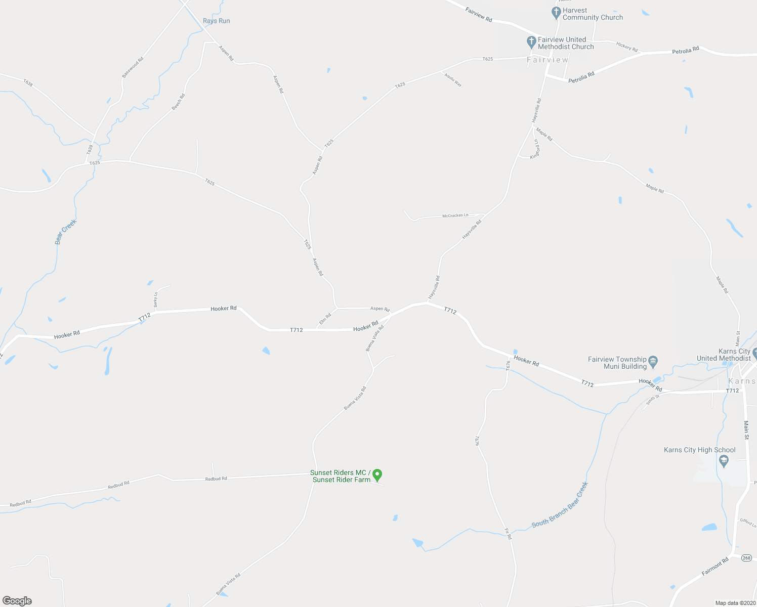 map of restaurants, bars, coffee shops, grocery stores, and more near 105 Aspen Road in Karns City