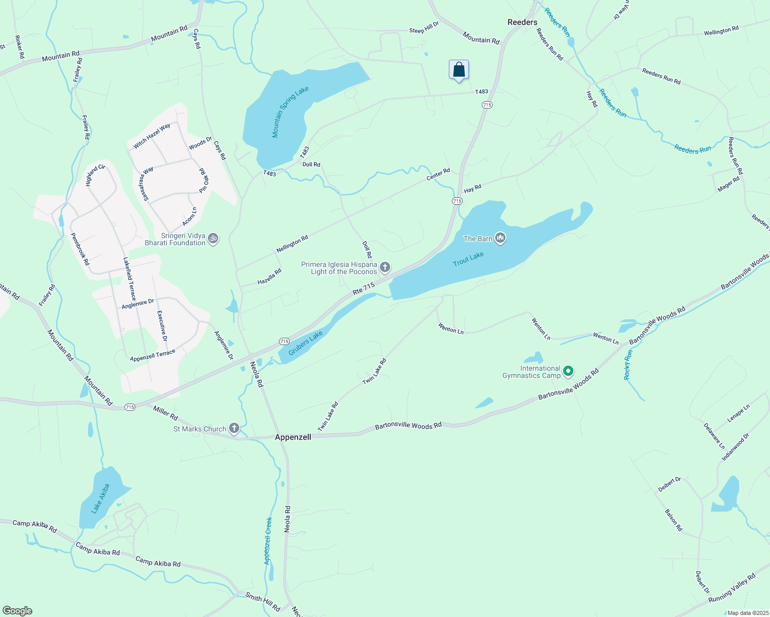 map of restaurants, bars, coffee shops, grocery stores, and more near 1139 Twin Lake Road in Stroudsburg
