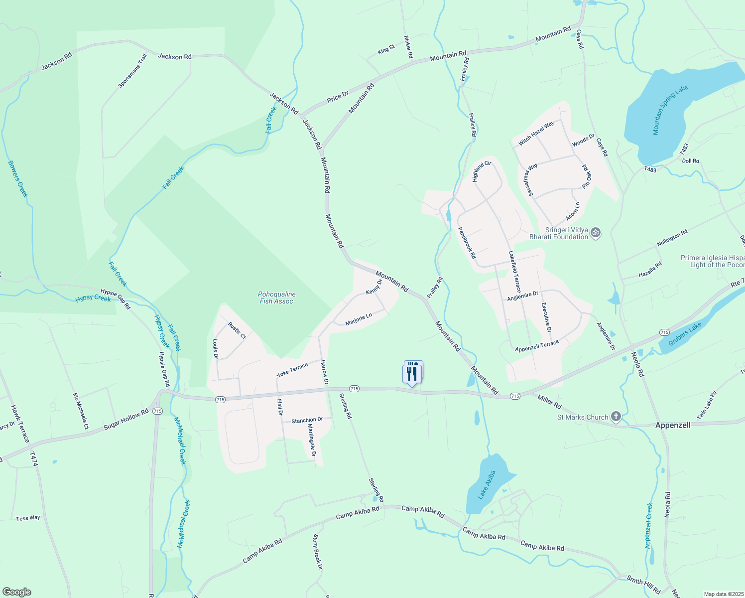 map of restaurants, bars, coffee shops, grocery stores, and more near 8401 Milton Ct in Stroudsburg