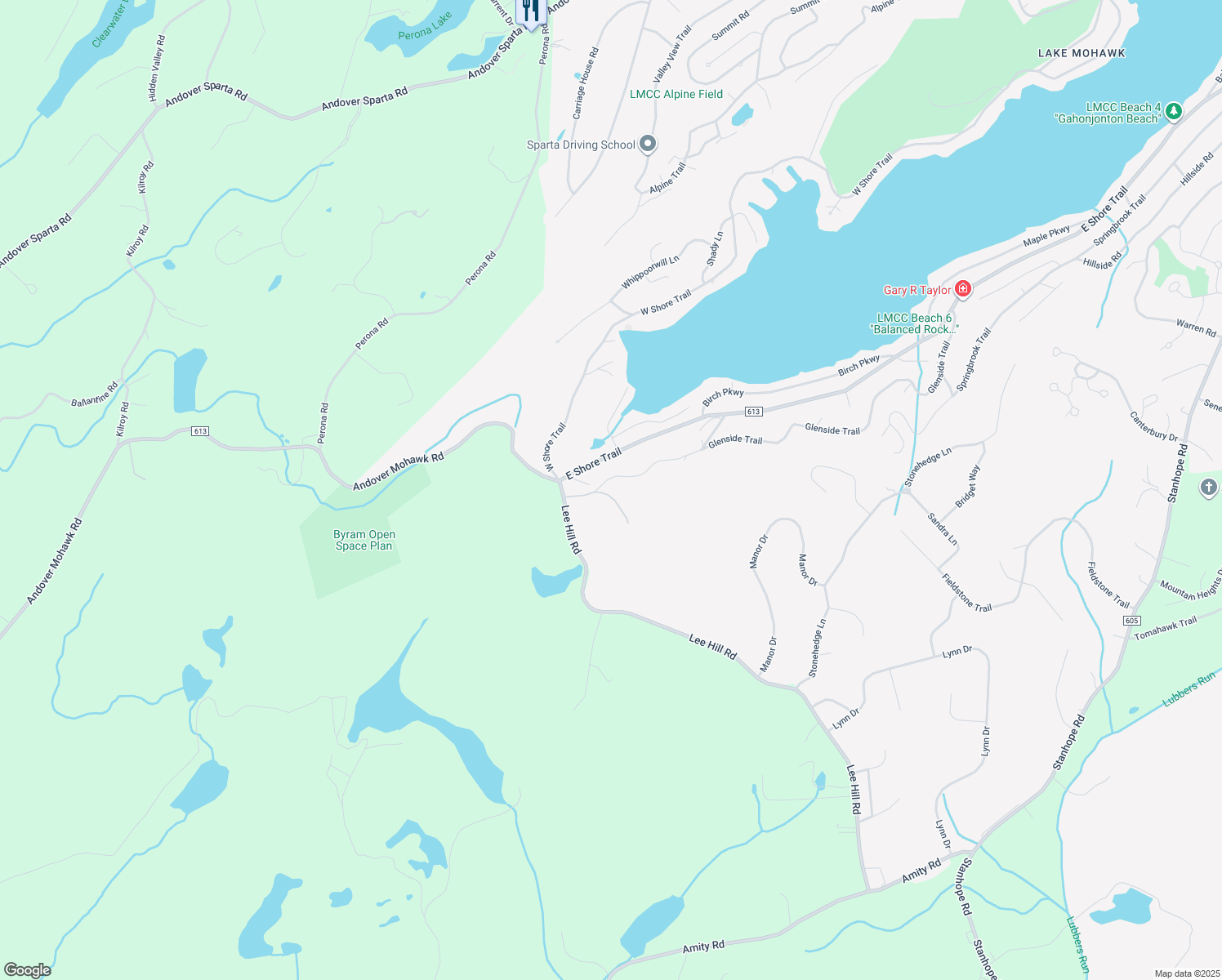 map of restaurants, bars, coffee shops, grocery stores, and more near 16 Ranger Trail in Sparta