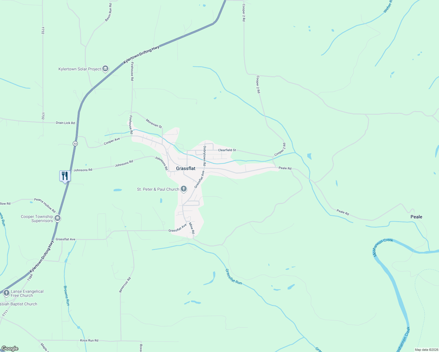 map of restaurants, bars, coffee shops, grocery stores, and more near 144 Branch Street in Grassflat