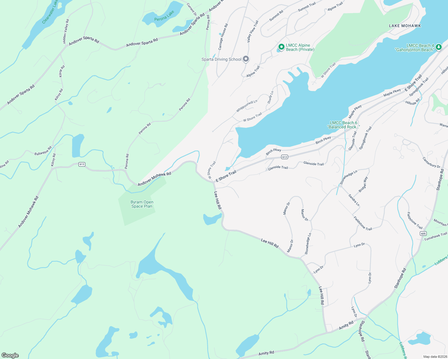 map of restaurants, bars, coffee shops, grocery stores, and more near 560 East Shore Trail in Sparta
