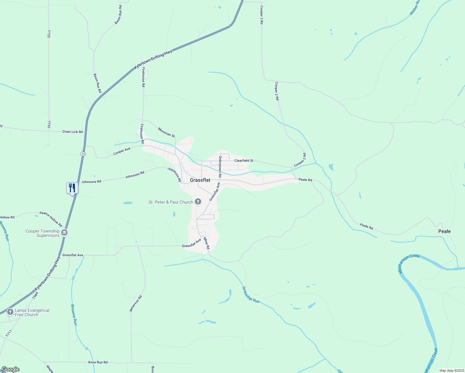 map of restaurants, bars, coffee shops, grocery stores, and more near 1249-1437 Cooper Avenue in Grassflat