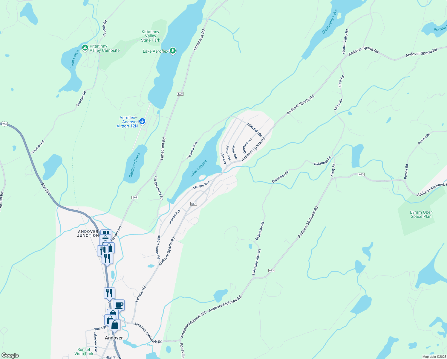 map of restaurants, bars, coffee shops, grocery stores, and more near 6 Pine Cliff Road in Newton