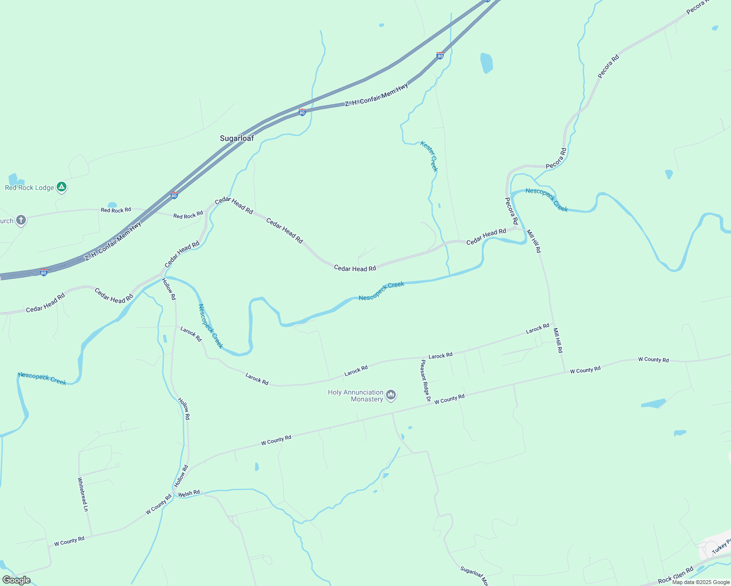 map of restaurants, bars, coffee shops, grocery stores, and more near 146 Cedar Head Road in Sugarloaf