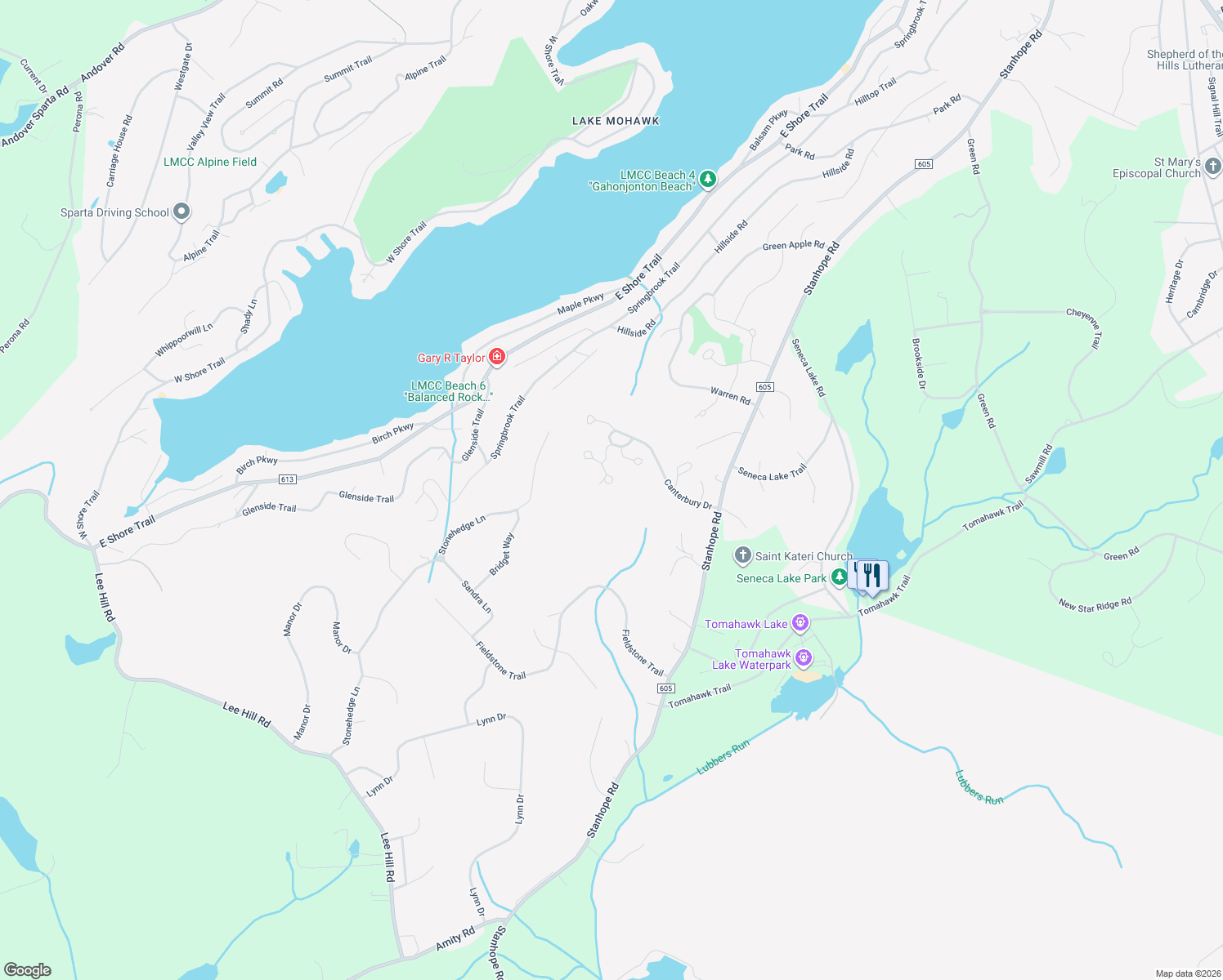 map of restaurants, bars, coffee shops, grocery stores, and more near 77 Cobbler Square in Sparta