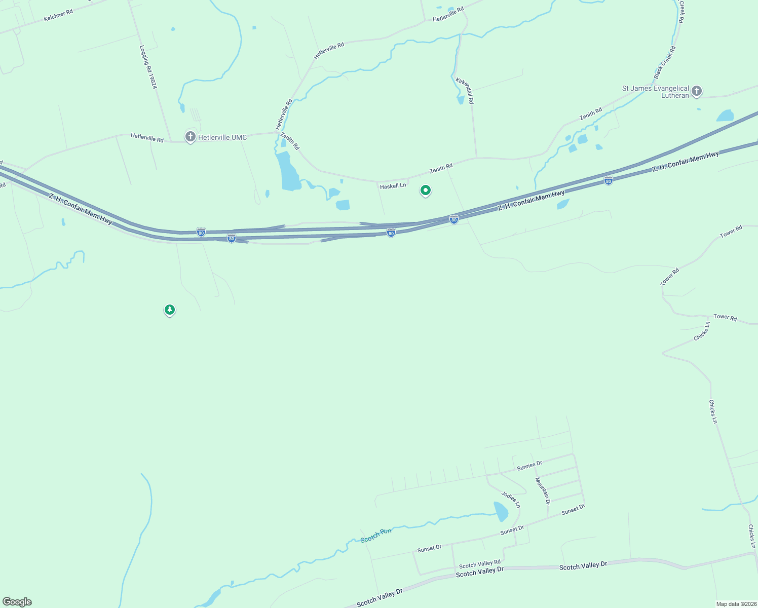 map of restaurants, bars, coffee shops, grocery stores, and more near 105 Zenith Road in Nescopeck