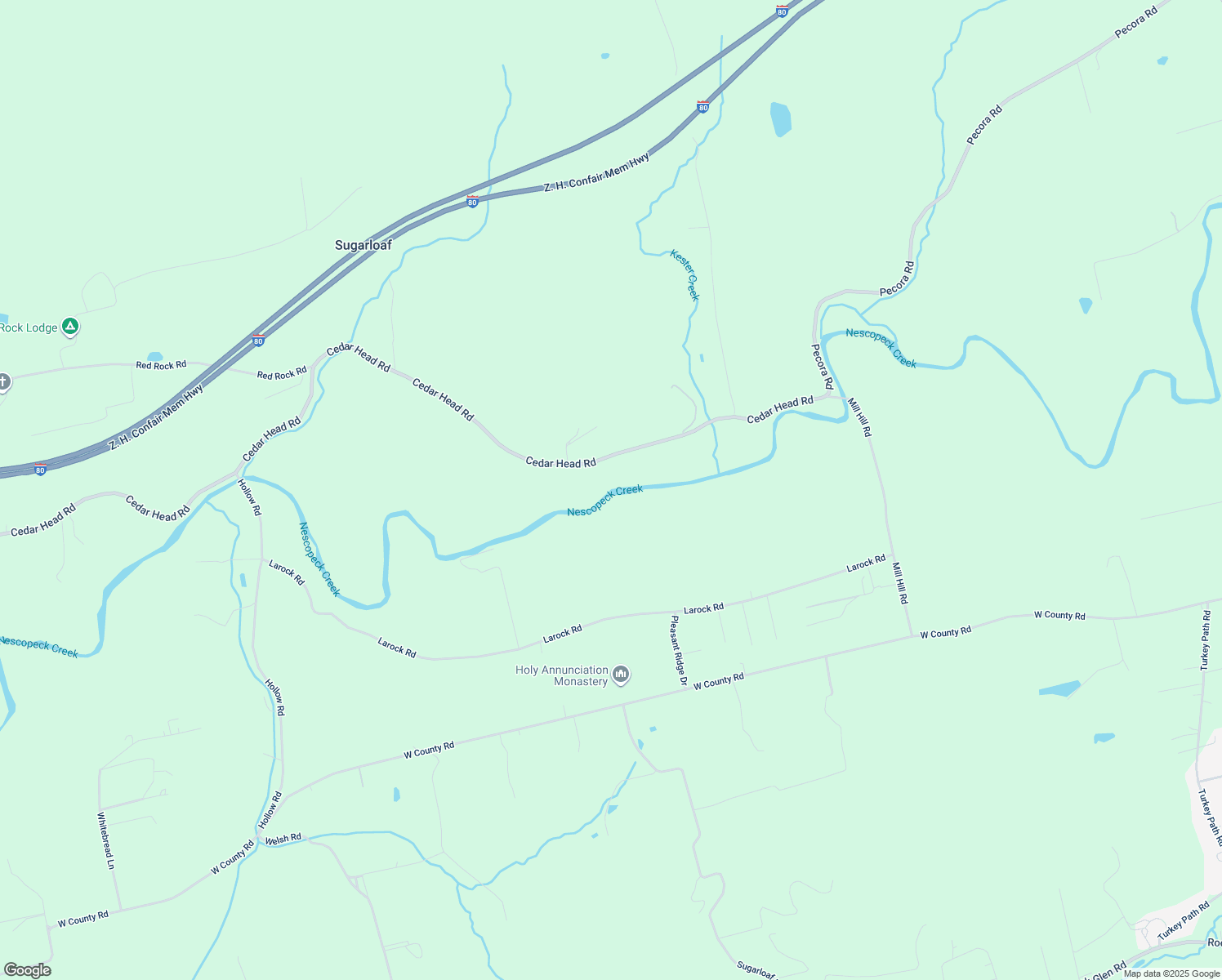 map of restaurants, bars, coffee shops, grocery stores, and more near Cedar Head Road in Sugarloaf