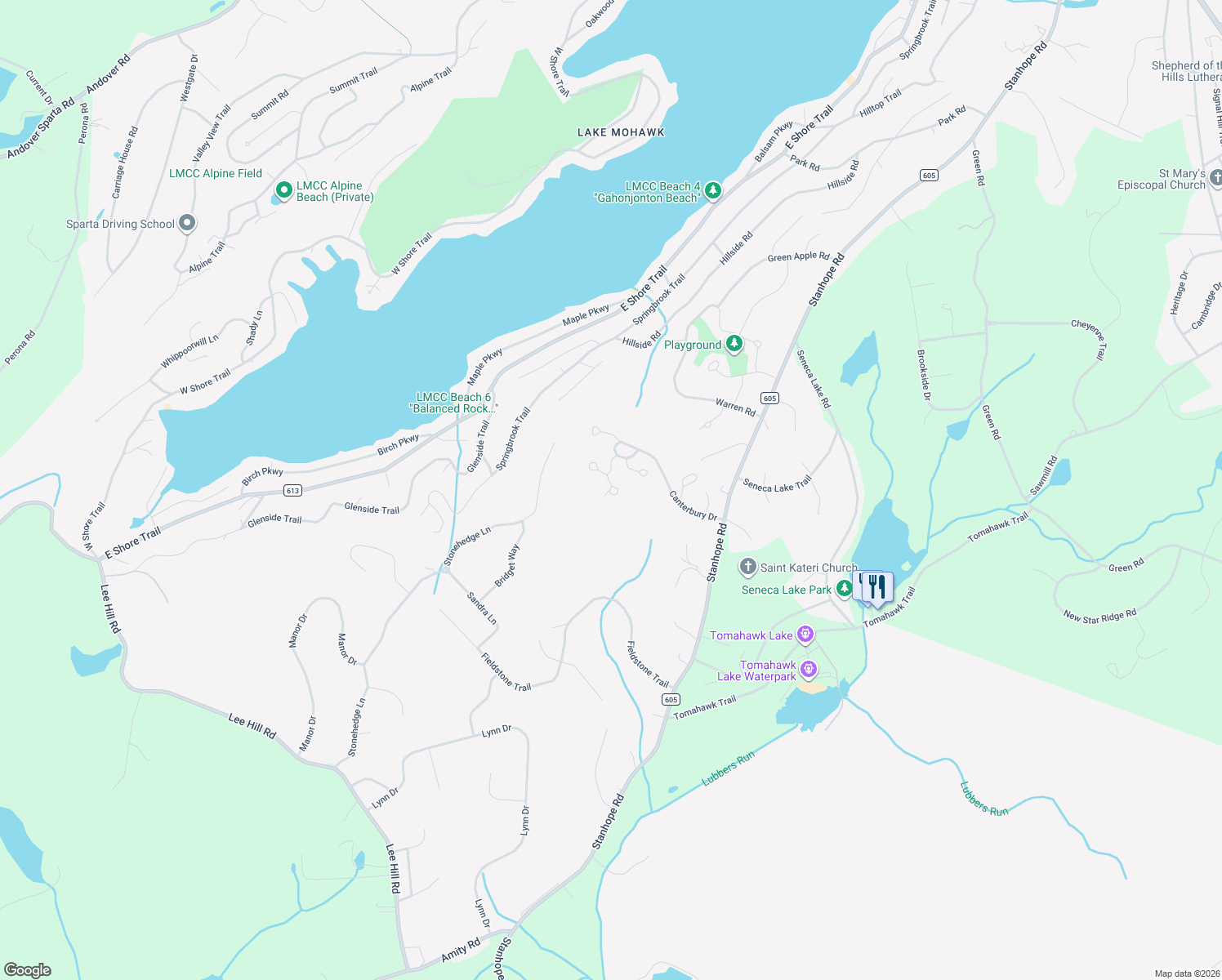 map of restaurants, bars, coffee shops, grocery stores, and more near 77 Cobbler Square in Sparta