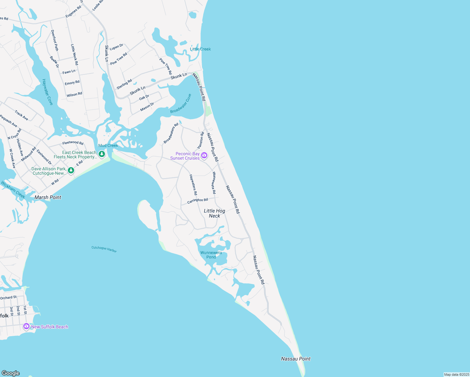 map of restaurants, bars, coffee shops, grocery stores, and more near 4705 Nassau Point Road in Cutchogue