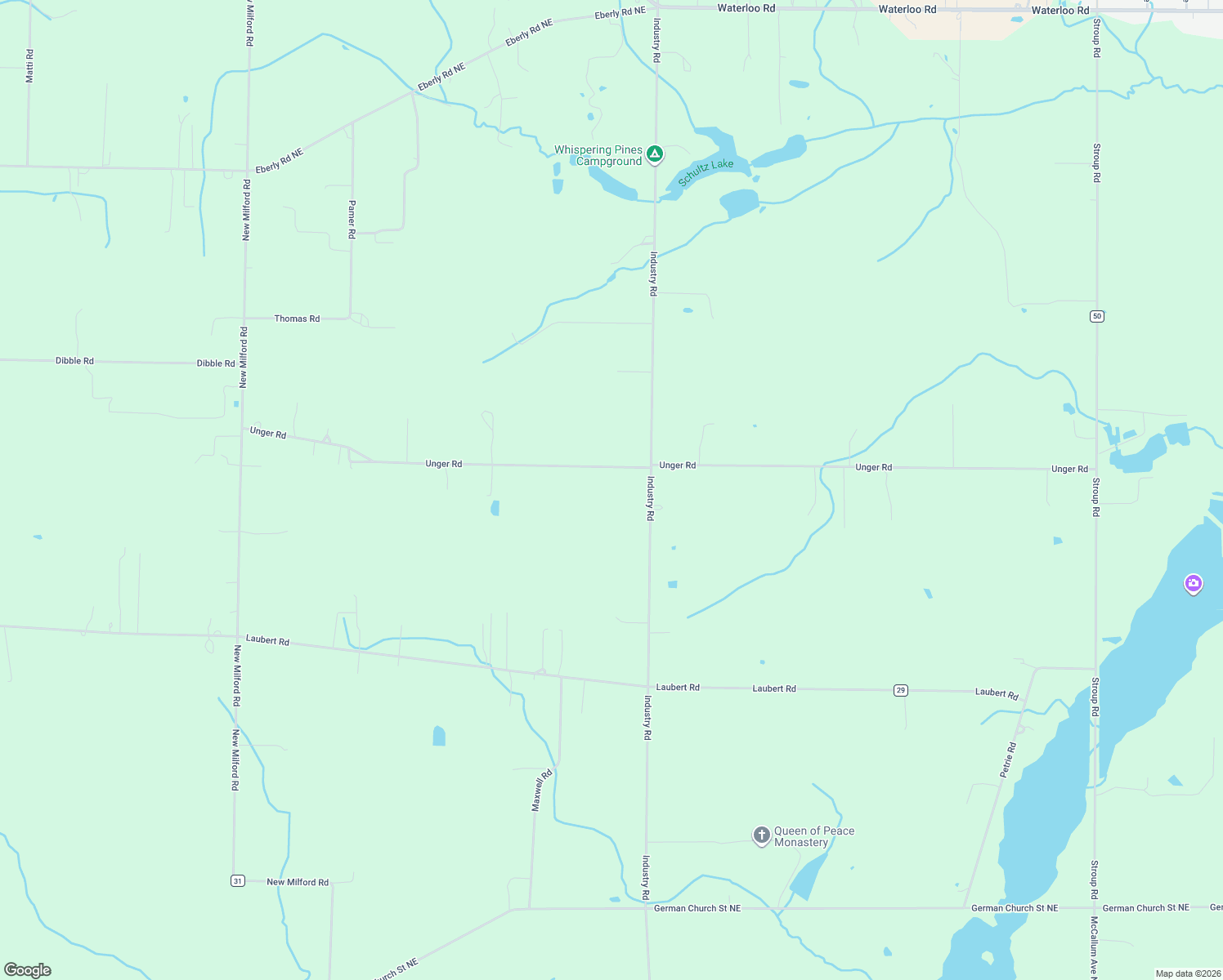 map of restaurants, bars, coffee shops, grocery stores, and more near 5400 Unger Road in Atwater