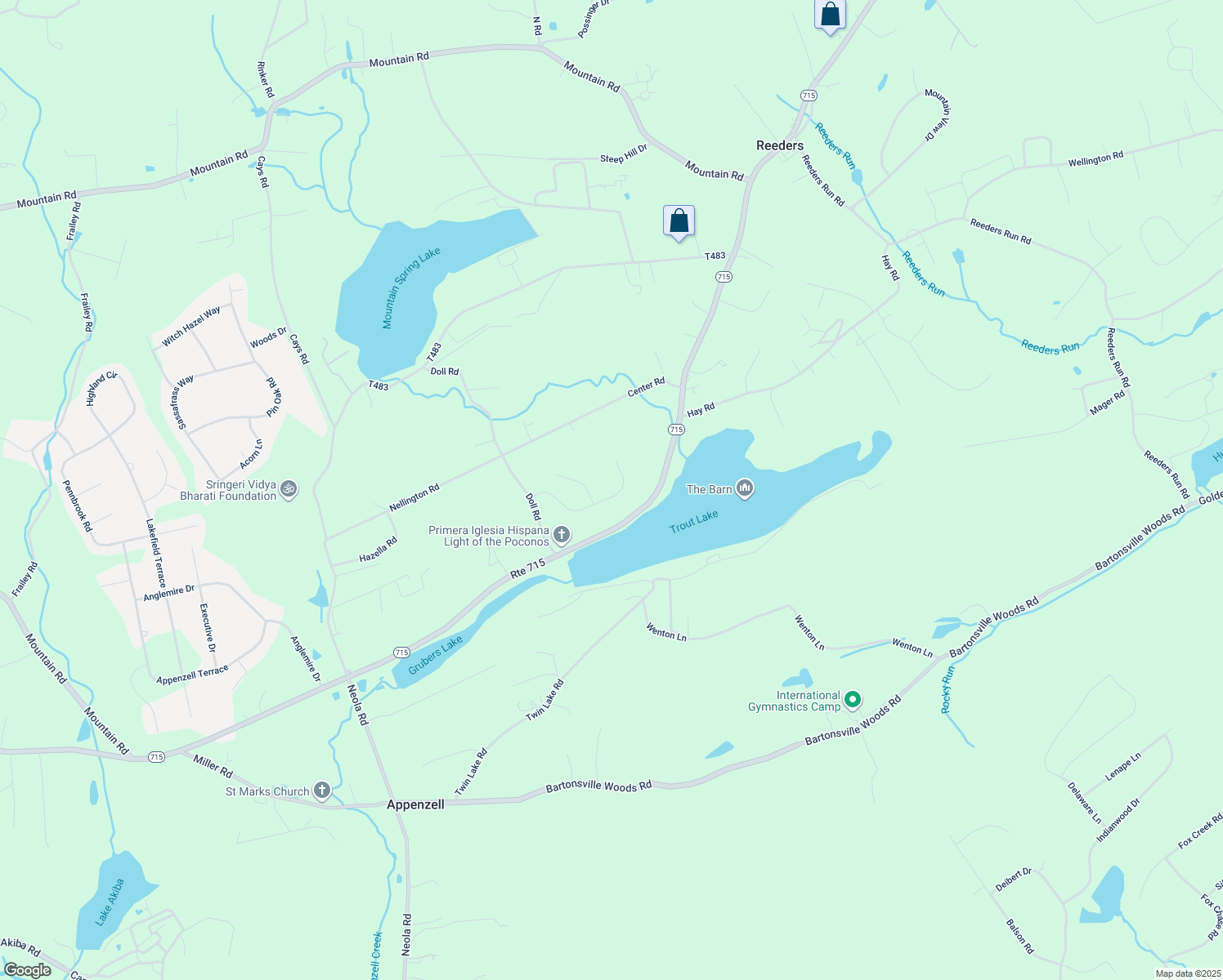 map of restaurants, bars, coffee shops, grocery stores, and more near 159 Stoney Ledge Drive in Stroudsburg