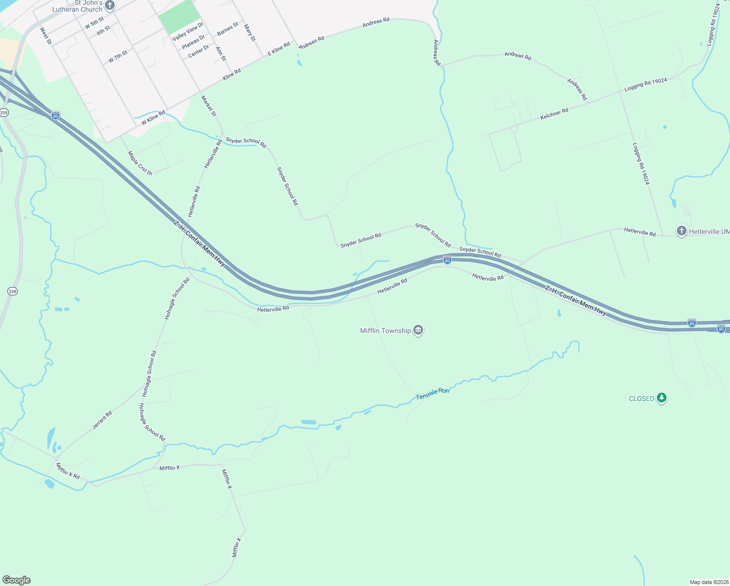 map of restaurants, bars, coffee shops, grocery stores, and more near Nuss Road in Nescopeck