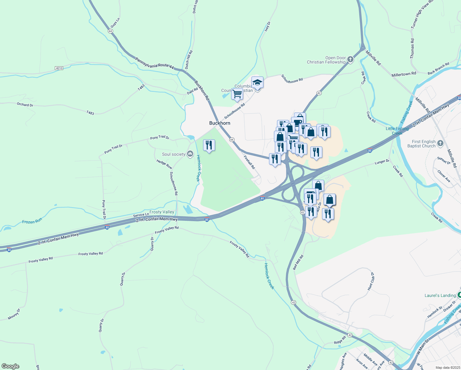 map of restaurants, bars, coffee shops, grocery stores, and more near Duke of Gloucester St in Bloomsburg