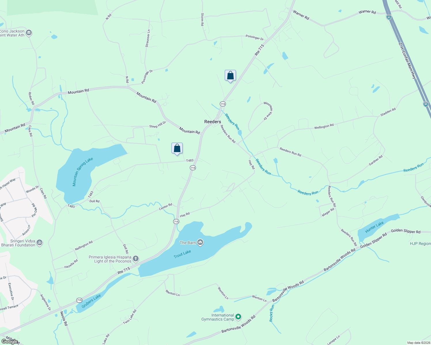 map of restaurants, bars, coffee shops, grocery stores, and more near 3033 Hemlock Rd in Stroudsburg