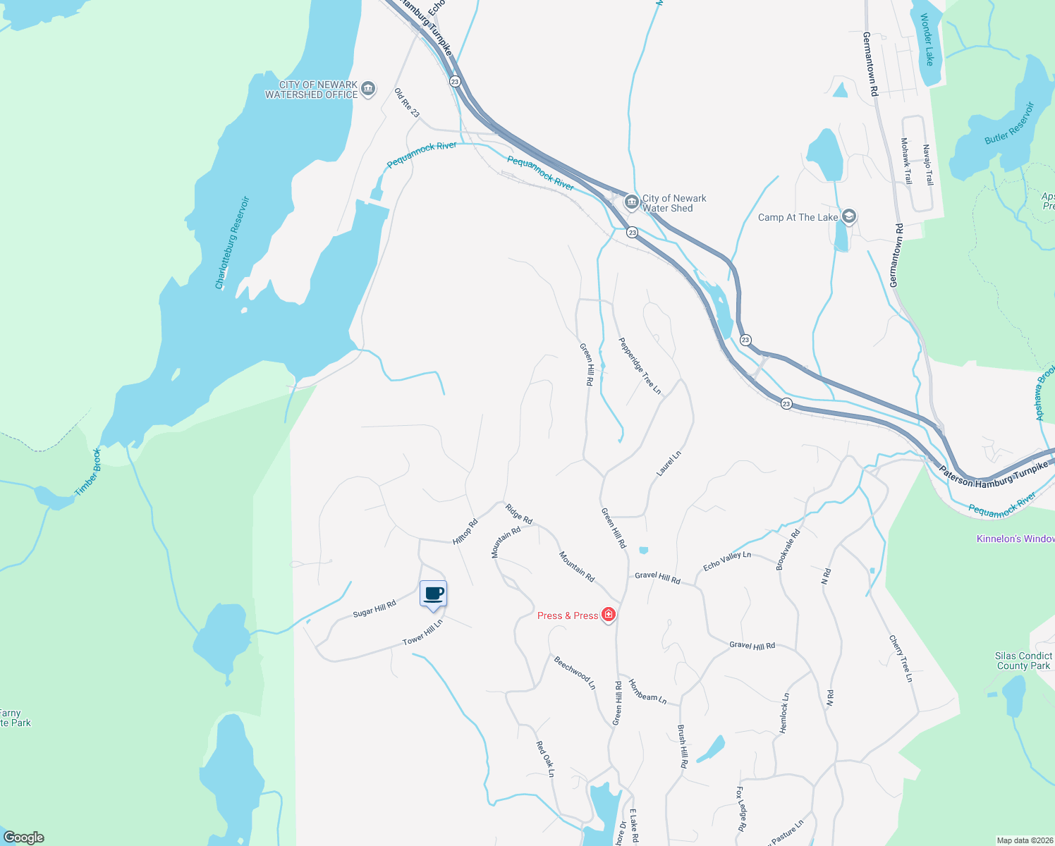 map of restaurants, bars, coffee shops, grocery stores, and more near 737 Ridge Road in Kinnelon