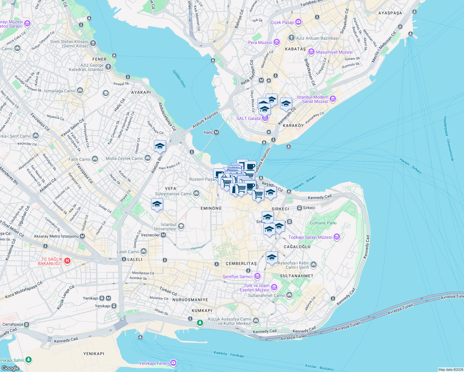 map of restaurants, bars, coffee shops, grocery stores, and more near 1 Balkapanı Sokak in Fatih