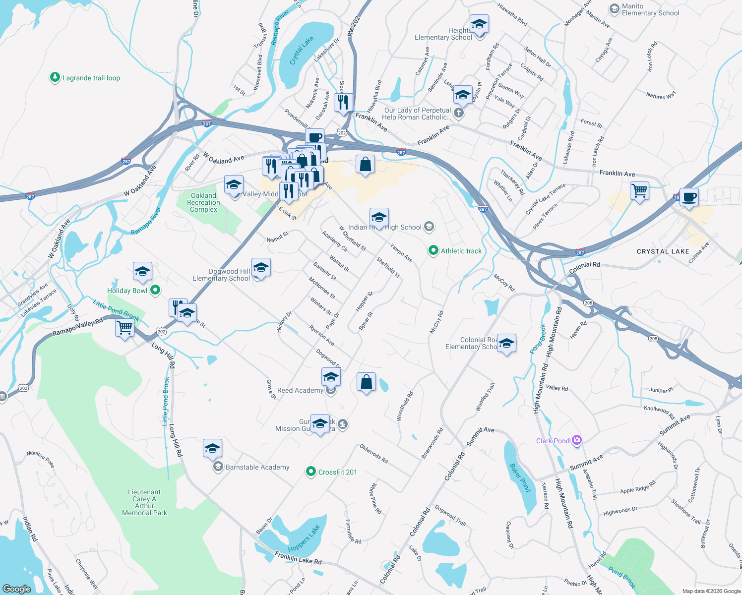 map of restaurants, bars, coffee shops, grocery stores, and more near 27 Hopper Street in Oakland