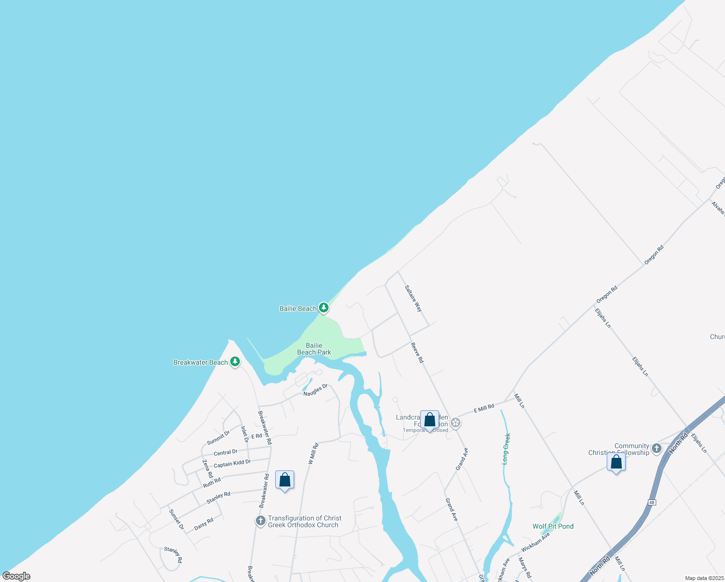 map of restaurants, bars, coffee shops, grocery stores, and more near 470 Lloyds Lane in Mattituck